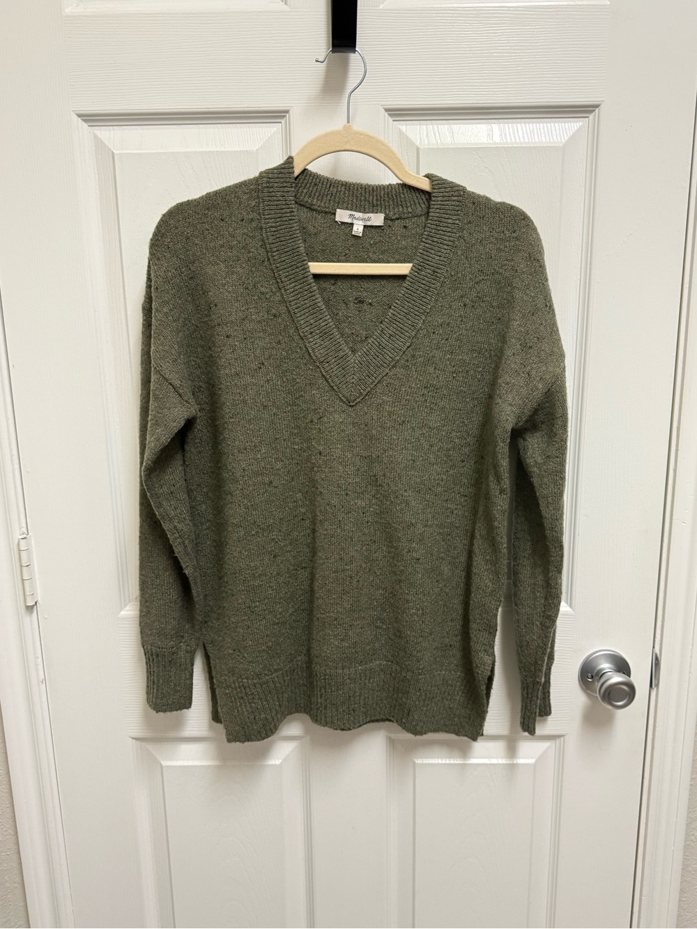 Madewell Olive Green V-Neck Sweater